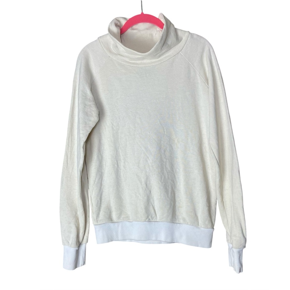 Jungmaven Hemp Cotton Eco High Neck Sweatshirt White Pullover M Sustainable